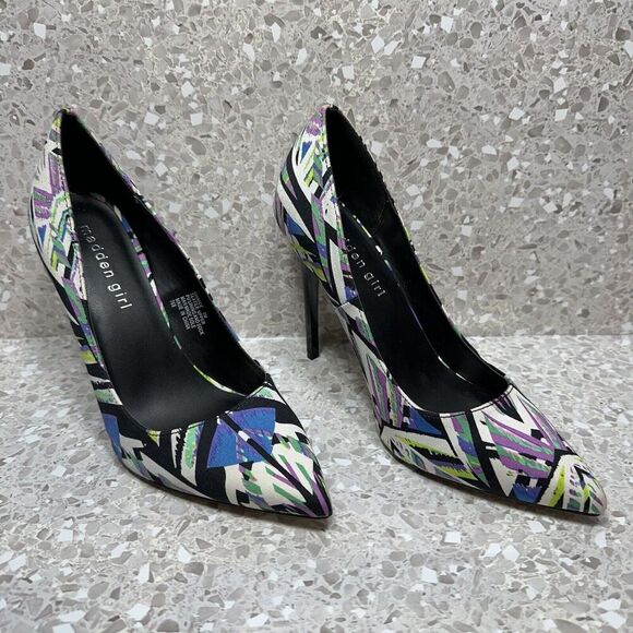 Steve Madden Madden Girl OhNice Fabric Print Heels Pumps Size 7M Stiletto Heels - Picture 5 of 14